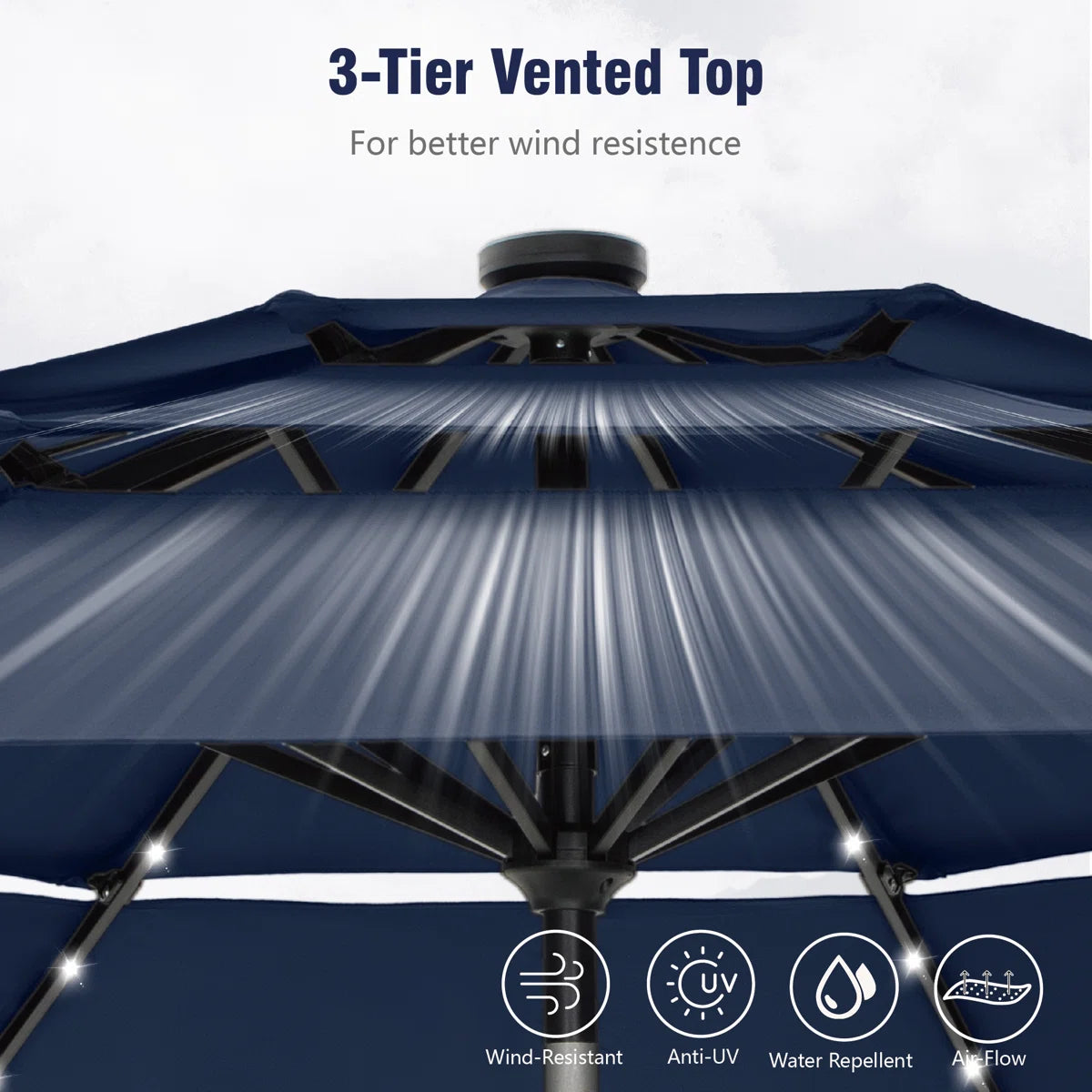 120'' Lighted Umbrella With Crank