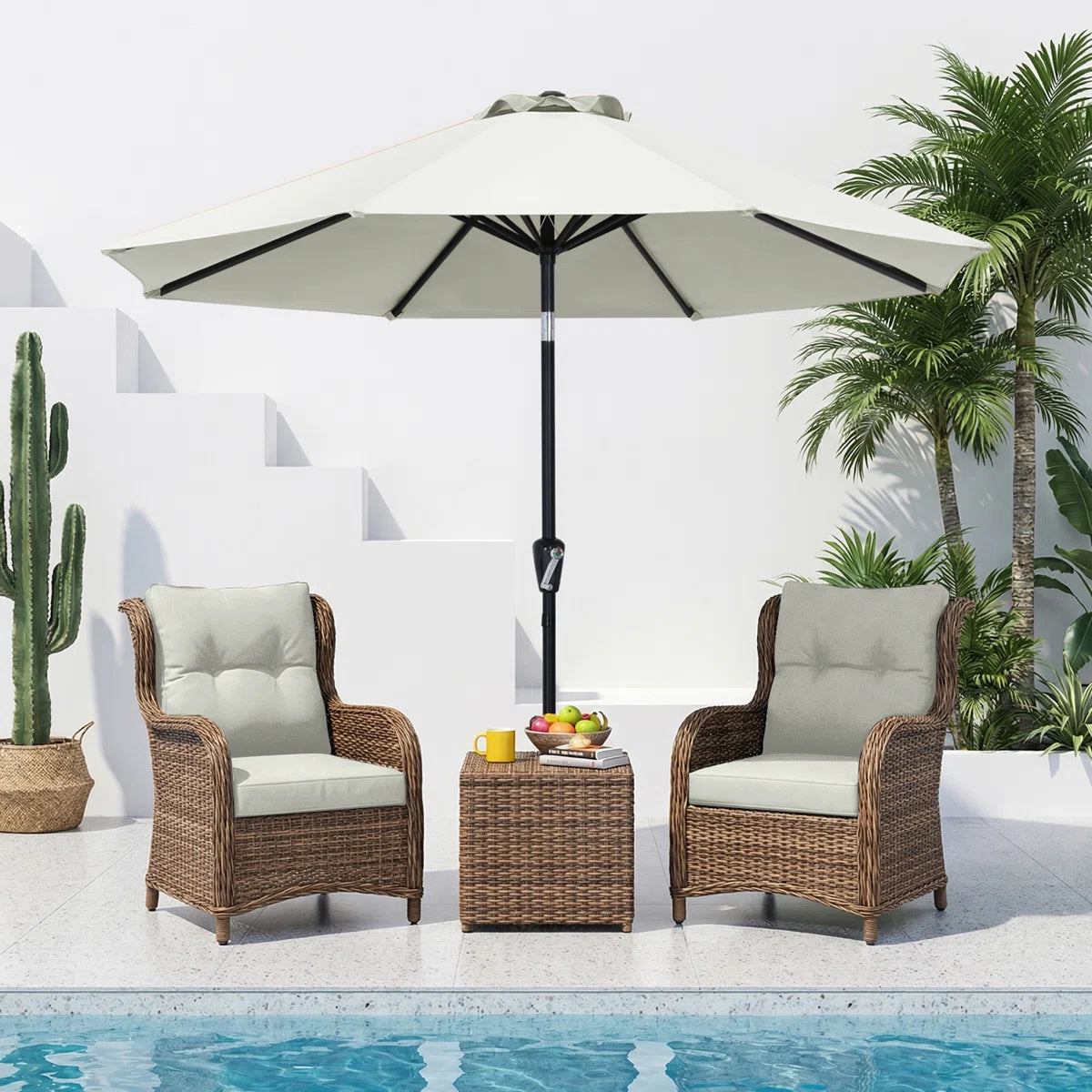 Cutts Market Umbrella with Tilt and Crank Lift