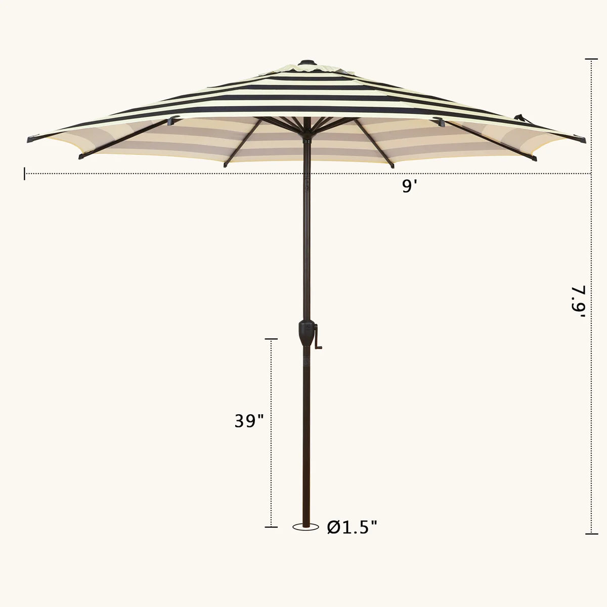 Lyon Market Umbrella with Crank Lift